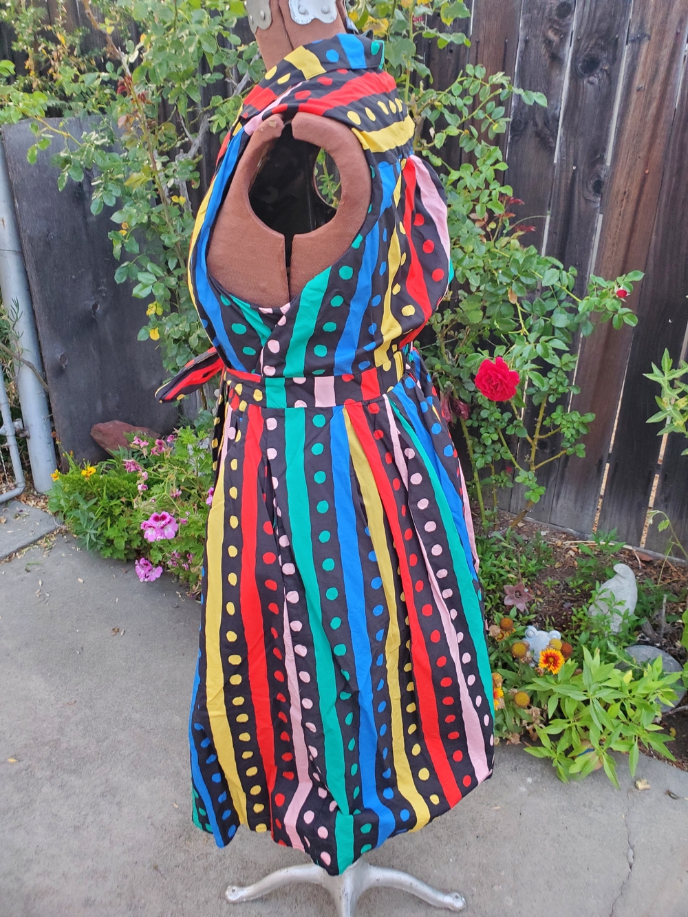ModCloth Multicolor Polka Dot & Stripe Midi Dress - Picture 3 of 7